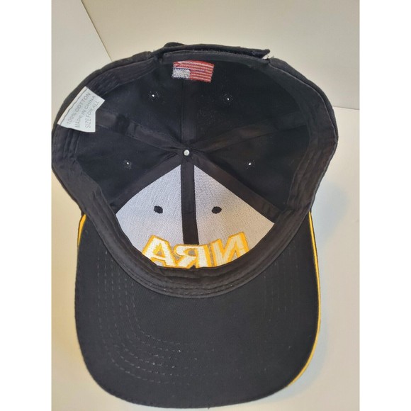 NRA NWOT Solid Black/ Yellow Script Hunting Gun Club Hook & Loop baseball cap - Picture 8 of 9